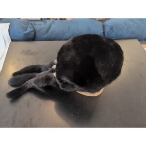 Vintage 1960s Fur Hat Three Tails Rhinestones 7 3/8